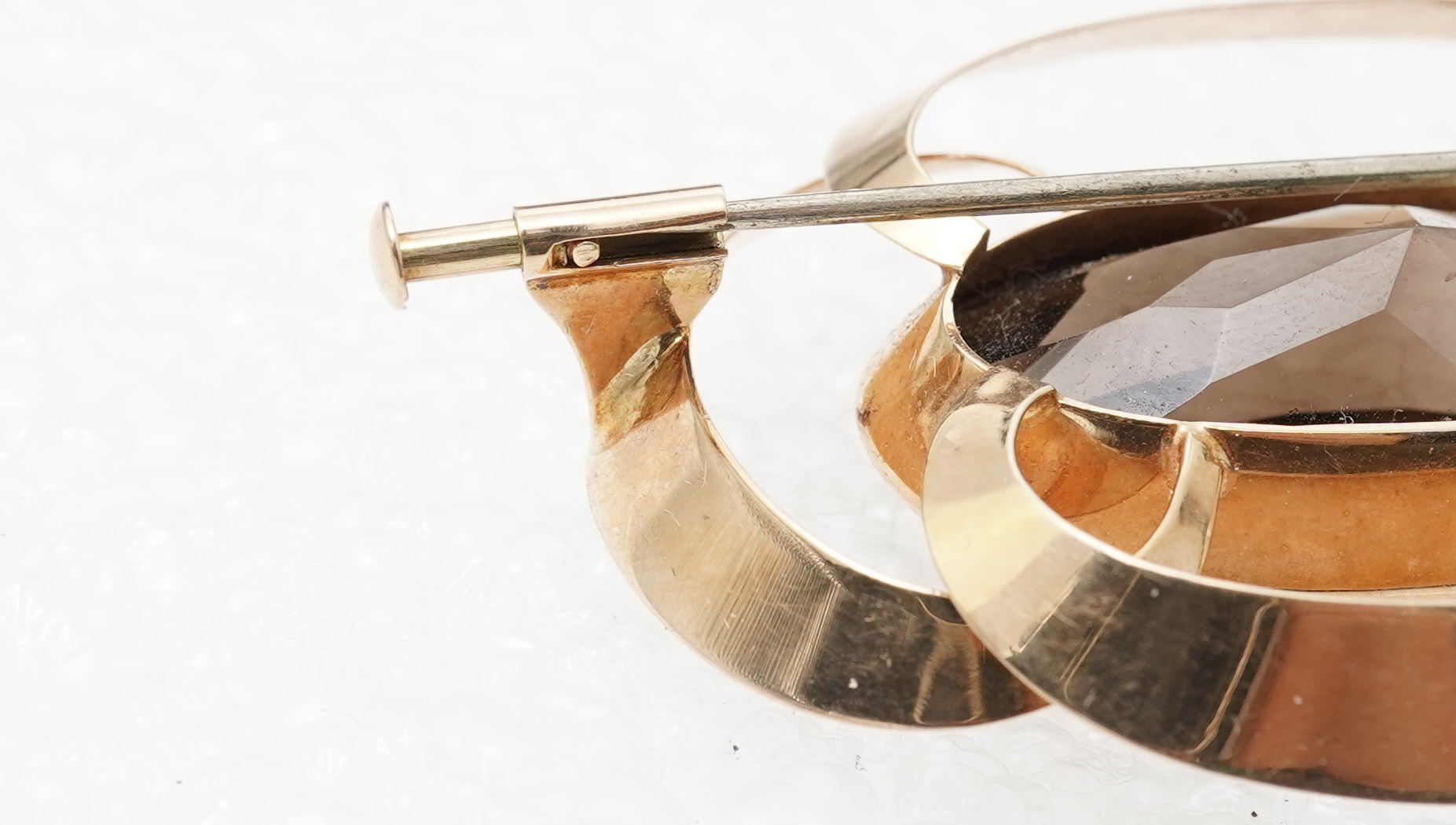 A smoky quartz brooch, mid 20th century